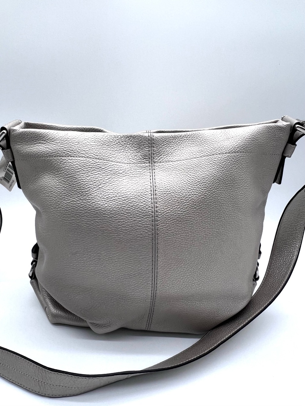 Coach Metallic Silver Pebbled Leather Duffle Shoulder Bag NWT - Picture 9 of 16